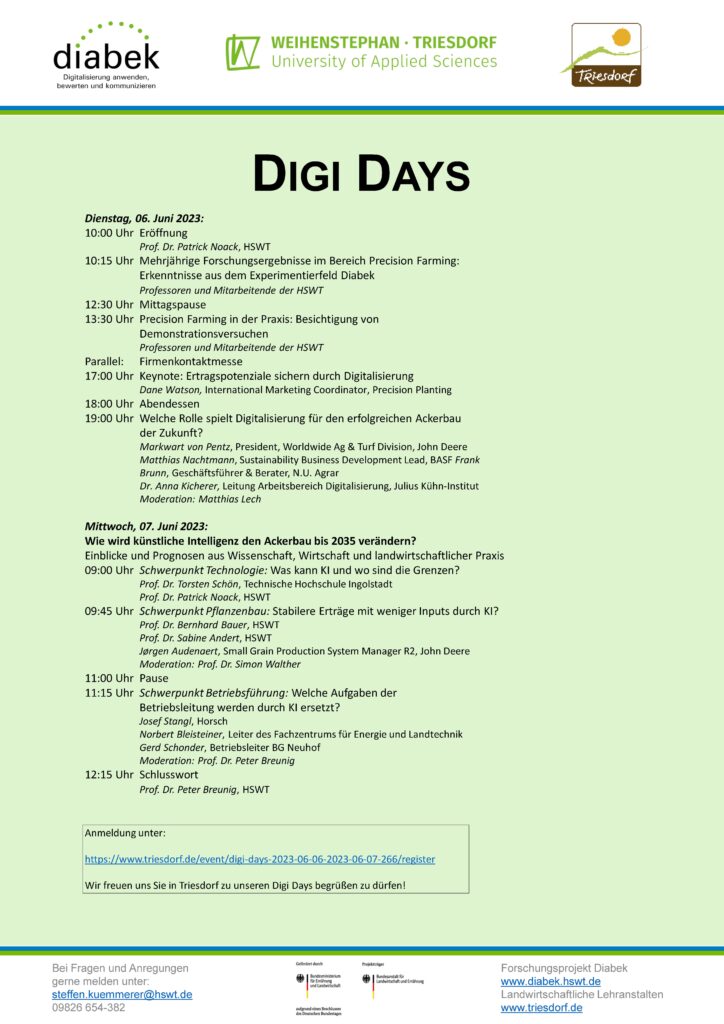 Unser Foto zeigt das Programm zu den 1. DIGI DAYS in Triesdorf