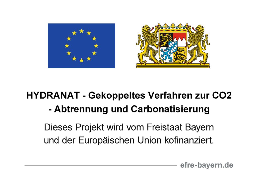 Unser Foto zeigt die Logos der Fördergeber (Freistaat Bayern und EU) des Projekts "HYDRANAT"