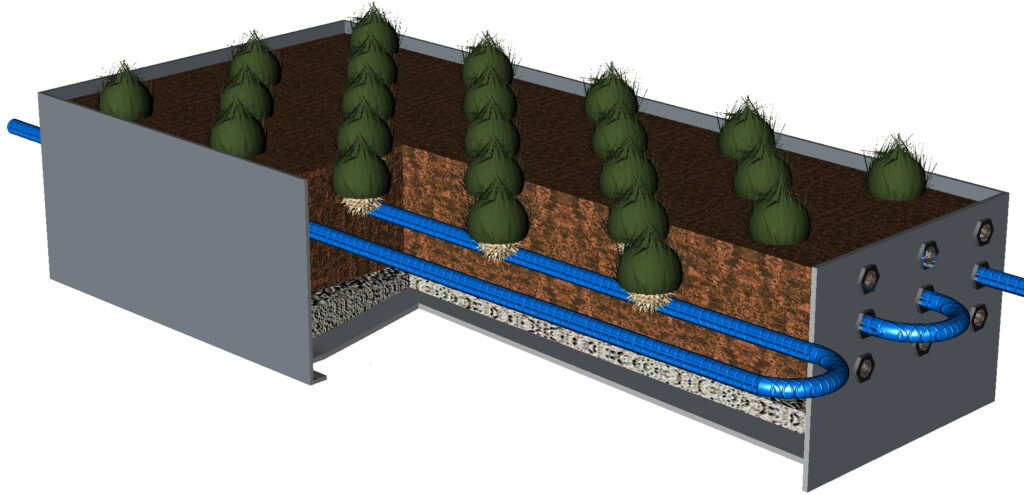 Unser Foto zeigt ein 3D-Schema des Versuchsaufbaus des neuartigen Bewässerungssystems